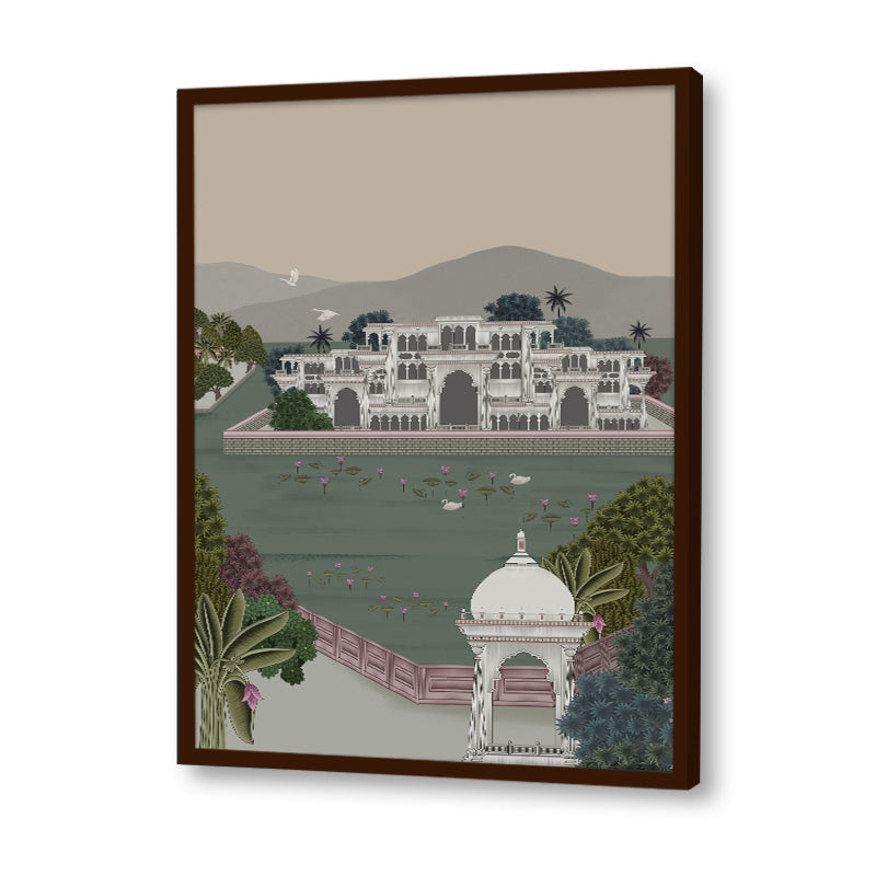 Jal Mahal Traditional Wall Artwork | Canvas Painting for Wall | Wall Decor | Wall Painting for Living Room | Bedroom