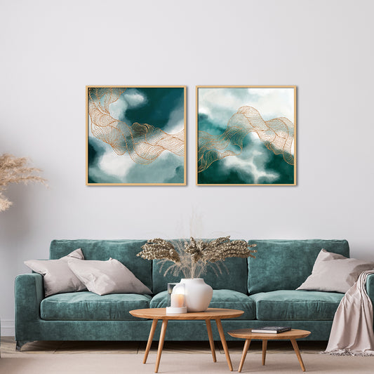 Sea of Green Set of 2 Wall Artwork | Nature Canvas Painting for Wall | Wall Decor | Wall Painting for Living Room | Bedroom