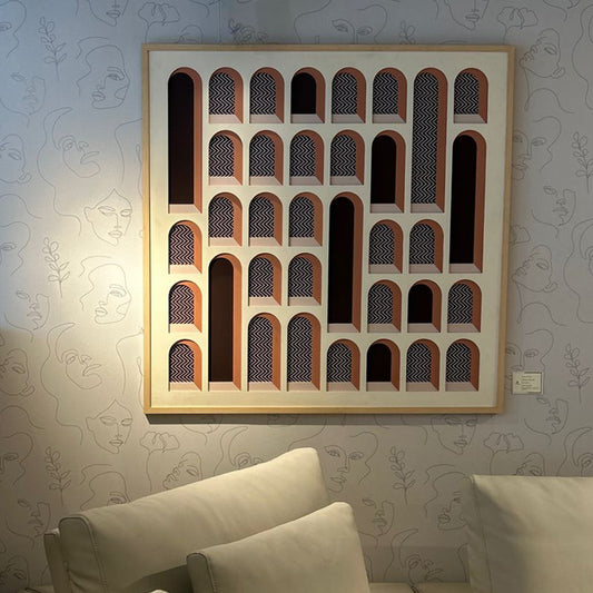 Arched Rhythms Mixed Media Wall Art for Home Decor| Canvas Painting Artwork for Wall | Wall Decor | Wall Painting for Cafe, Restaurant, Living Room, Home Decor