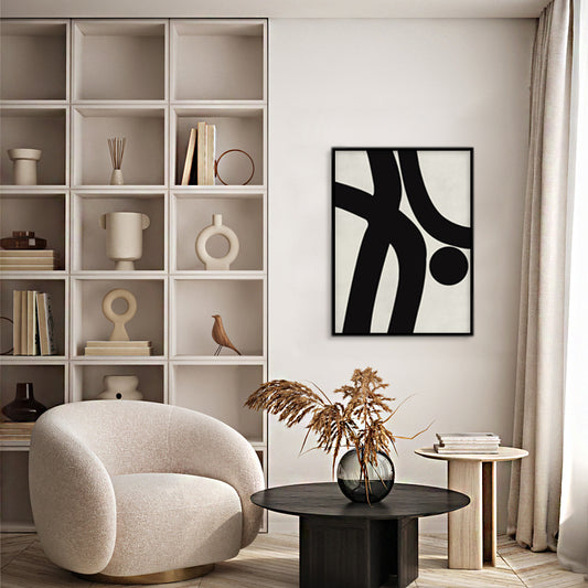 Mod Pods 2 Black and White Wall Artwork | Scandinavian Canvas Painting for Wall | Wall Decor | Wall Painting for Living Room | Bedroom