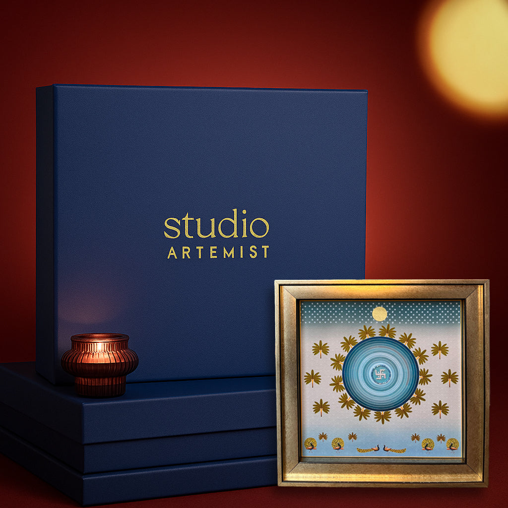 Traditional Pichwai With Swastika Artwork with Gift Box