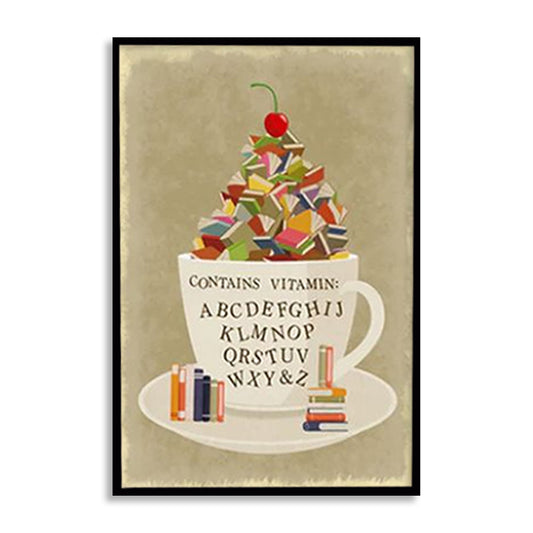 Cup of Knowledge — Whimsical Typography Art Print Wall Artwork | Pop Canvas Painting for Wall