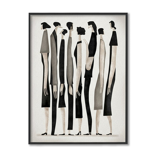 Figurines Wall Art | Black and White Wall Artwork | Abstract Canvas Painting for Wall | Wall Decor | Wall Painting