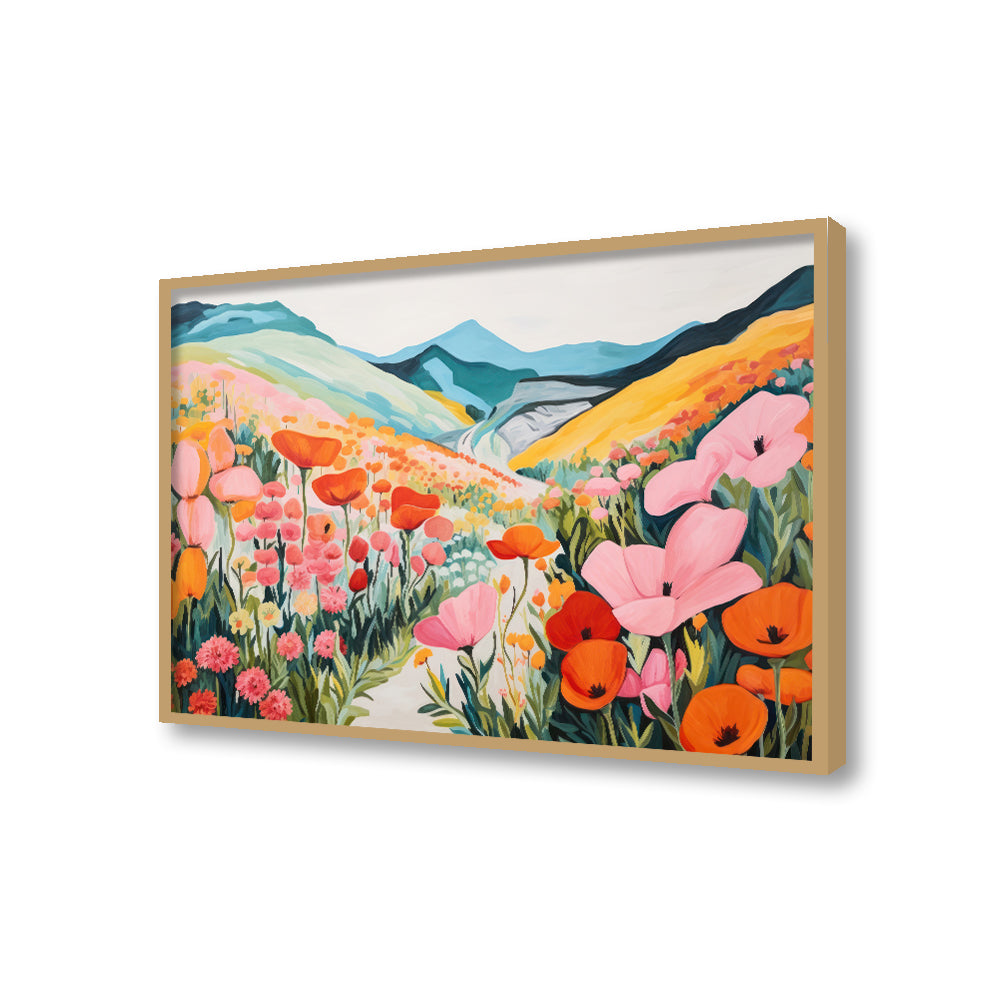 Flower Valley Wall Artwork | Nature Canvas Painting for Wall | Wall Decor | Wall Painting