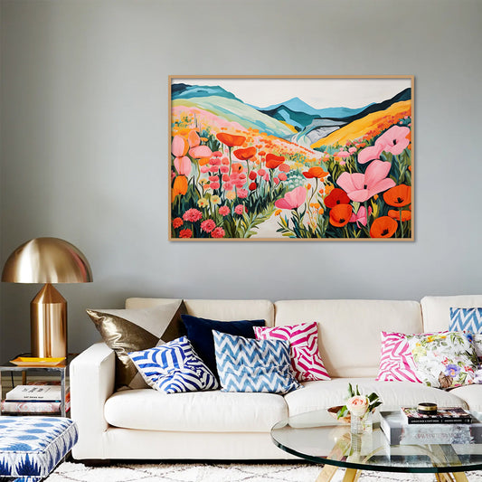 Flower Valley Nature Artwork Canvas Print for Wall