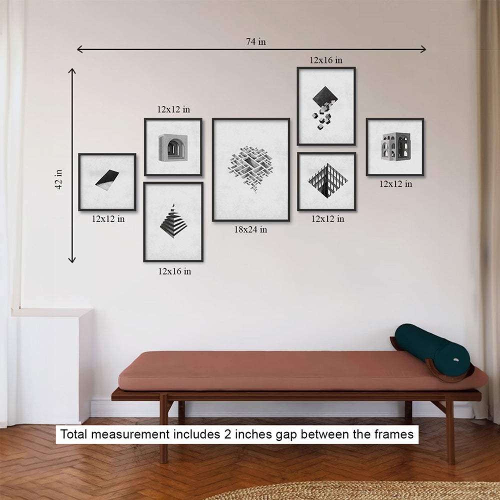 Monochromatic Illusions Gallery Wall Wall Art for Home Decor| Canvas Painting for Wall Art | Wall Decor | Wall Painting for Cafe, Restaurant, Living Room, Home Decor