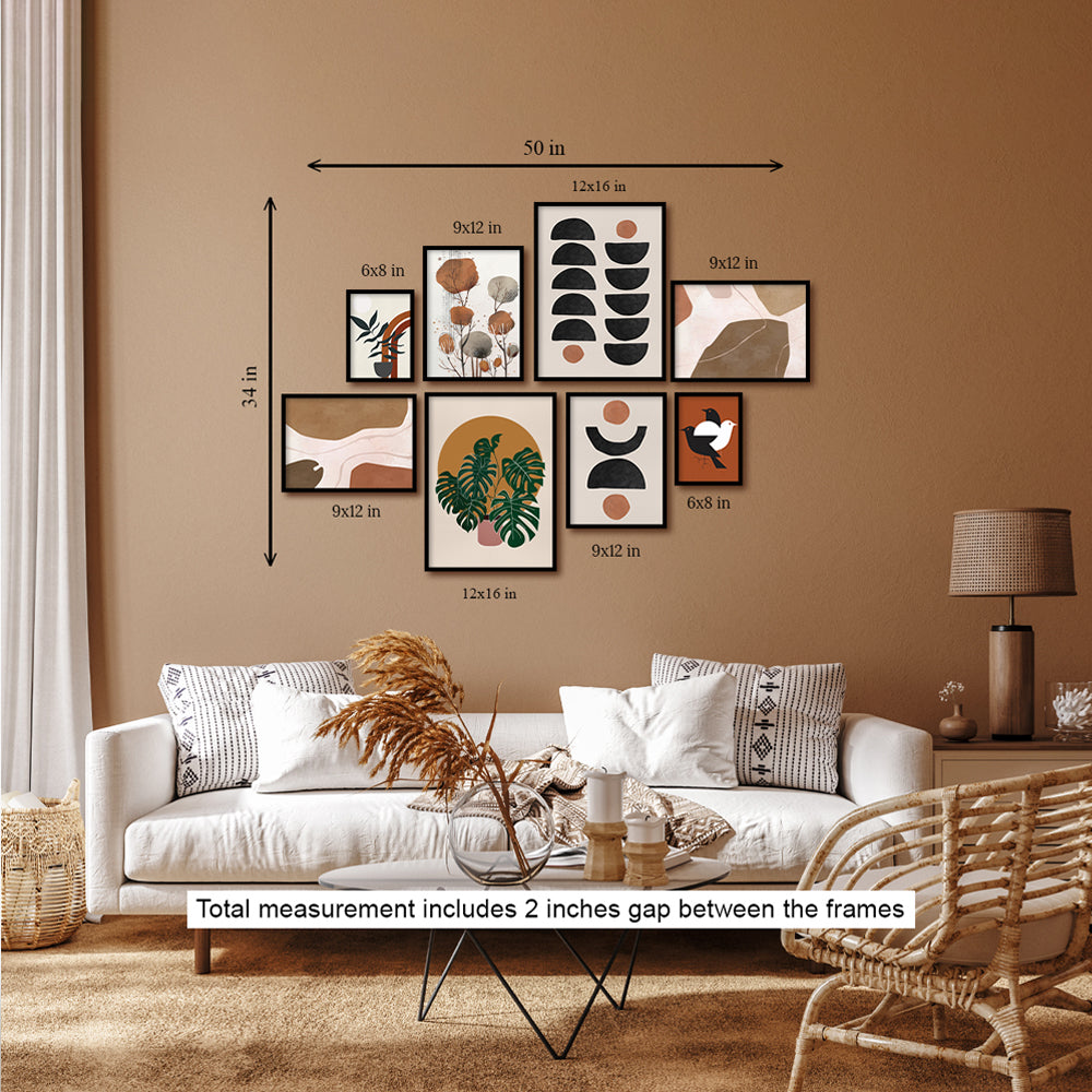 Boho-Chic Gallery Wall Wall Art for Home Decor| Canvas Painting for Wall Art | Wall Decor | Wall Painting for Cafe, Restaurant, Living Room, Home Decor