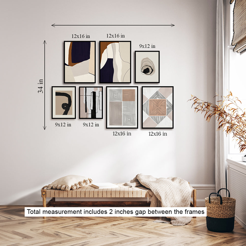 Neutral Abstraction Gallery Wall Wall Art for Home Decor| Canvas Painting for Wall Art | Wall Decor | Wall Painting for Cafe, Restaurant, Living Room, Home Decor