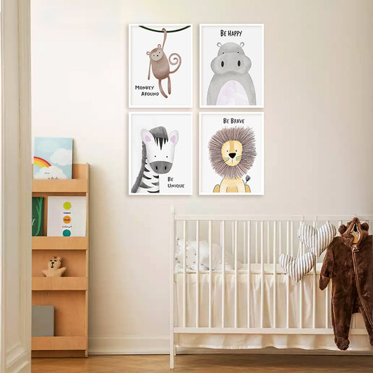 Animated Animals Gallery Wall Wall Art for Home Decor| Canvas Painting for Wall Art | Wall Decor | Wall Painting for Cafe, Restaurant, Living Room, Home Decor