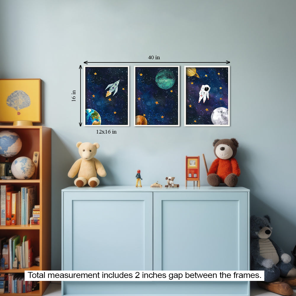 Travel to Space Gallery Wall Wall Art for Home Decor| Canvas Painting for Wall Art | Wall Decor | Wall Painting for Cafe, Restaurant, Living Room, Home Decor