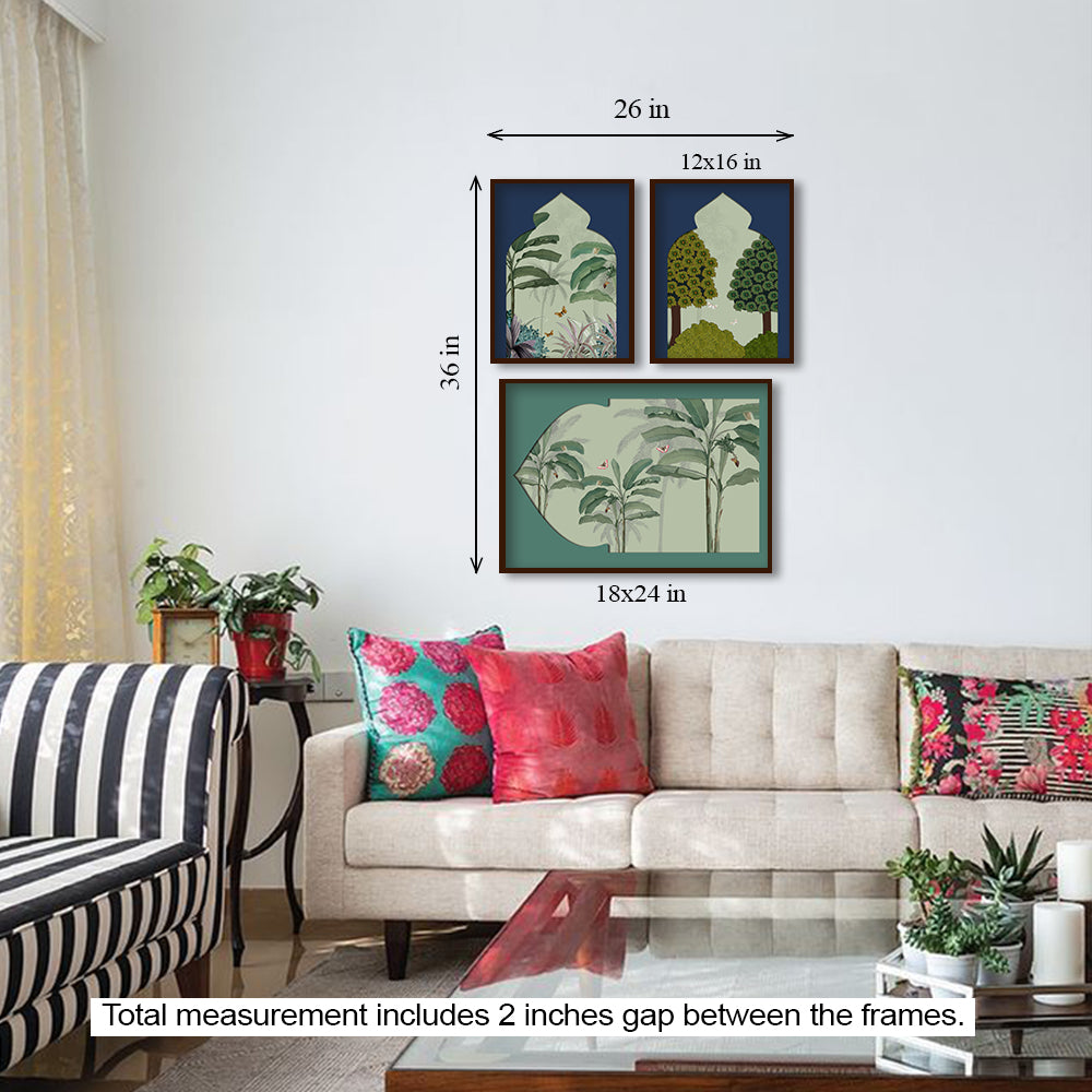 Mughal Gardens Gallery Wall Wall Art for Home Decor| Canvas Painting for Wall Art | Wall Decor | Wall Painting for Cafe, Restaurant, Living Room, Home Decor