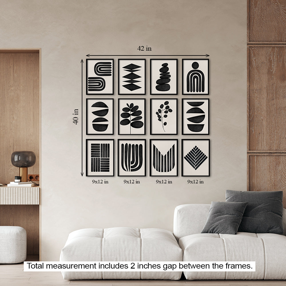 Mid-Century Monochromes Gallery Wall Wall Art for Home Decor| Canvas Painting for Wall Art | Wall Decor | Wall Painting for Cafe, Restaurant, Living Room, Home Decor