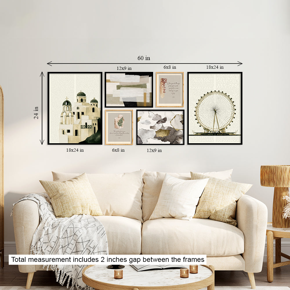 Nomadic Neutrals Gallery Wall Wall Art for Home Decor| Canvas Painting for Wall Art | Wall Decor | Wall Painting for Cafe, Restaurant, Living Room, Home Decor