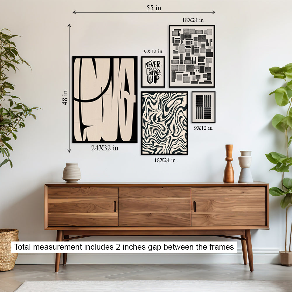 Muted Monochromes Gallery Wall Wall Art for Home Decor| Canvas Painting for Wall Art | Wall Decor | Wall Painting for Cafe, Restaurant, Living Room, Home Decor