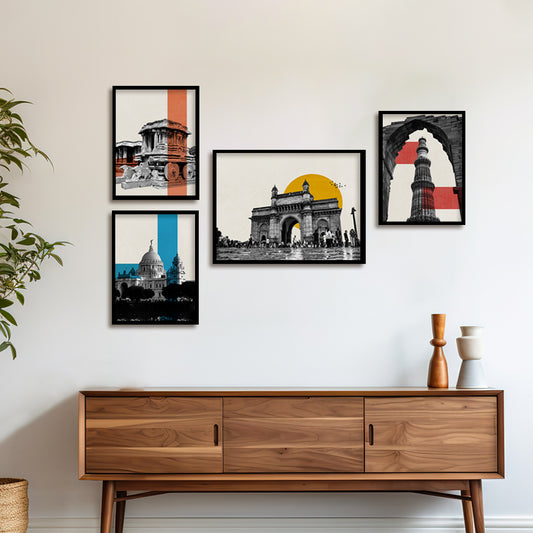 Architecture Monochromes Gallery Wall Wall Art for Home Decor| Canvas Painting for Wall Art | Wall Decor | Wall Painting for Cafe, Restaurant, Living Room, Home Decor