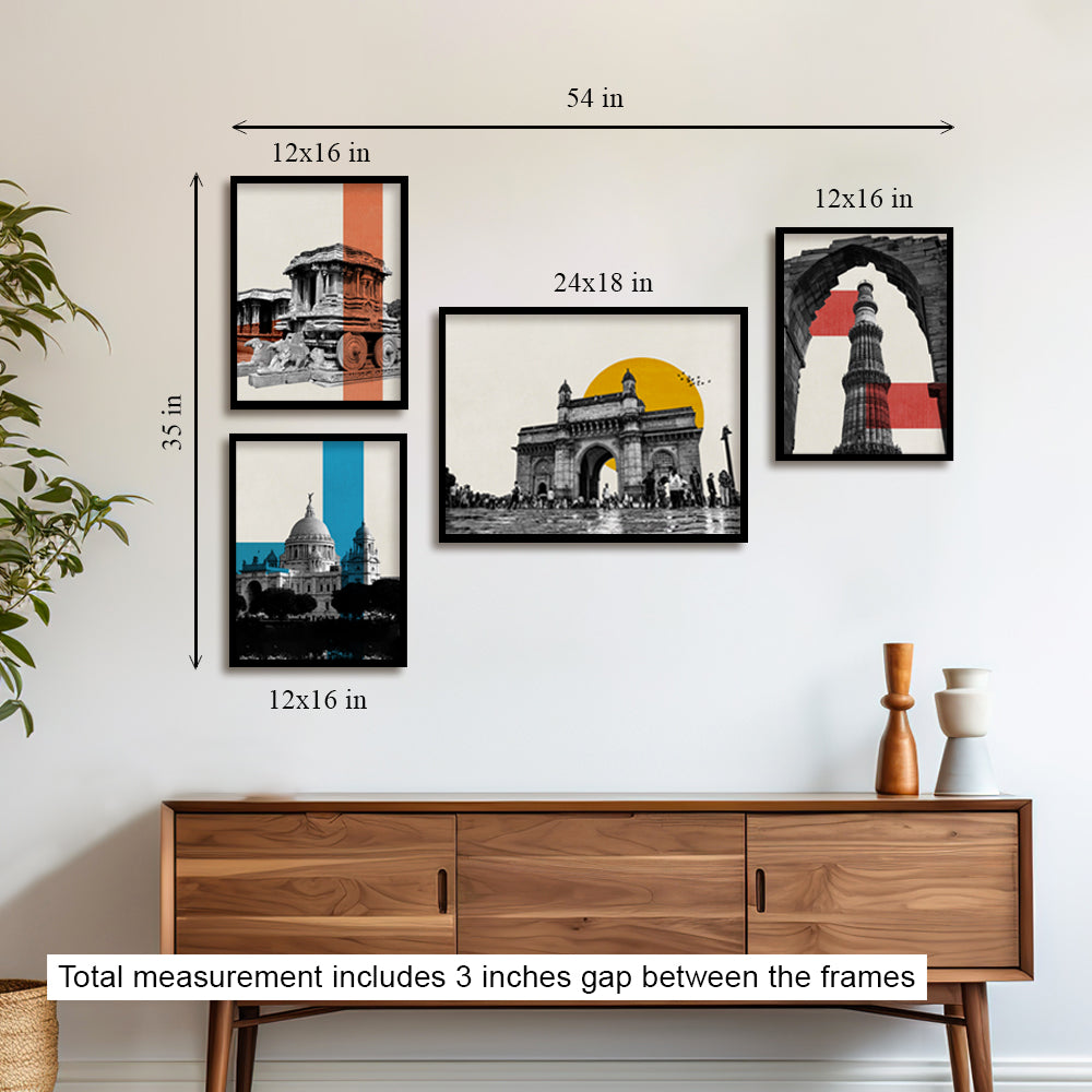 Architecture Monochromes Gallery Wall Wall Art for Home Decor| Canvas Painting for Wall Art | Wall Decor | Wall Painting for Cafe, Restaurant, Living Room, Home Decor