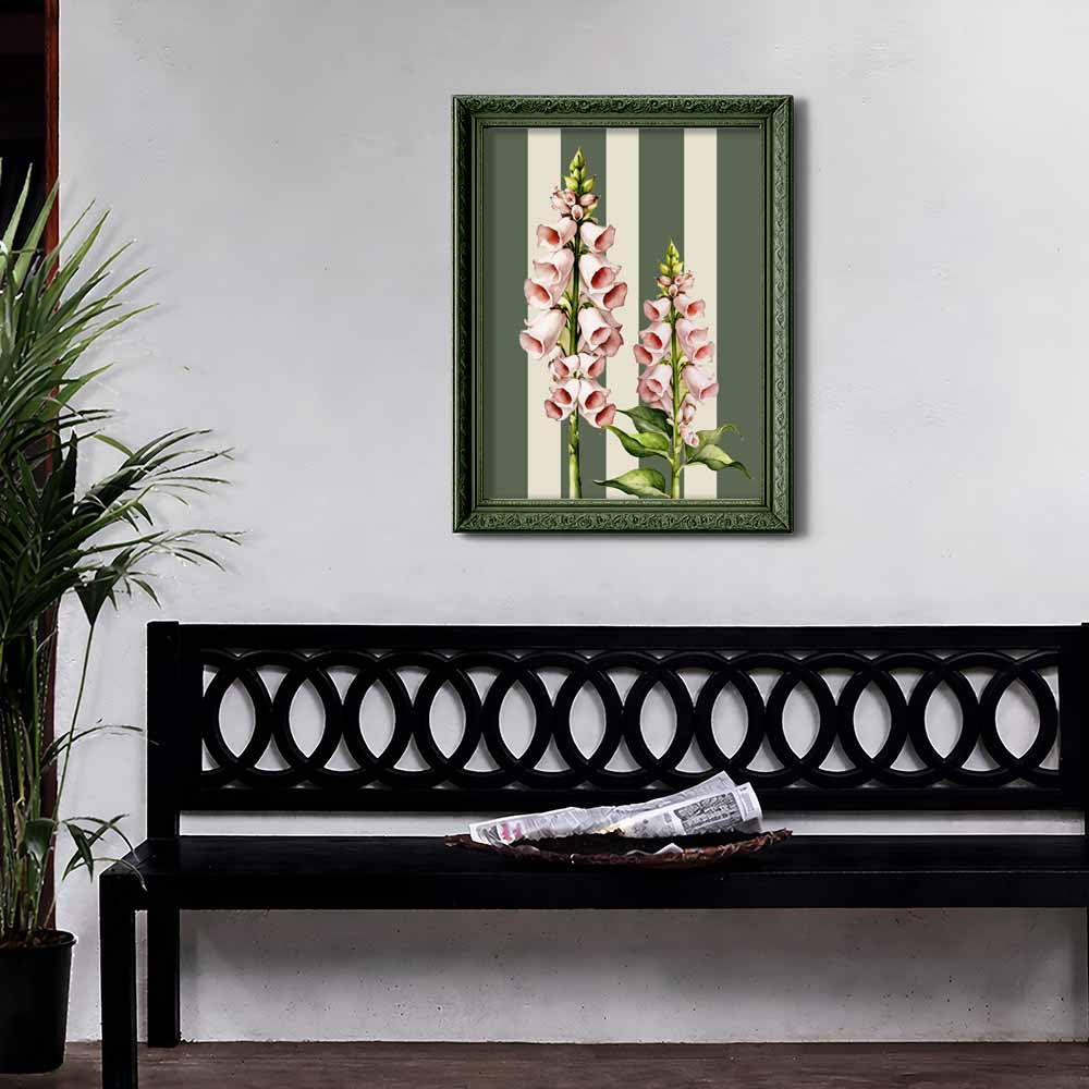 Blush Foxglove Duo – Vintage Botanical Wall Art
