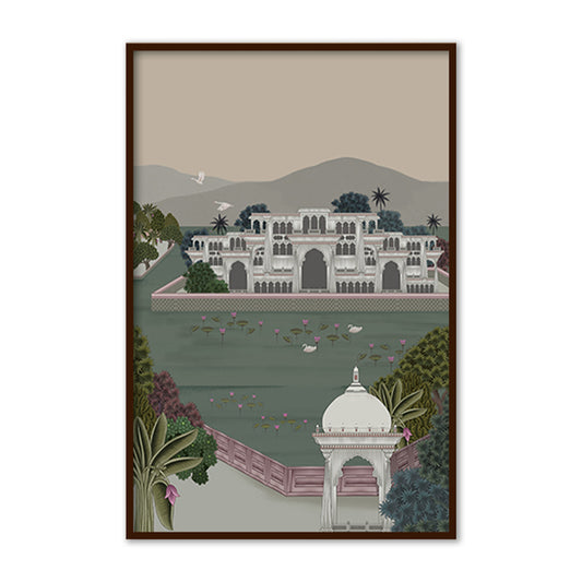 Jal Mahal Traditional Wall Artwork | Canvas Painting for Wall | Wall Decor | Wall Painting for Living Room | Bedroom
