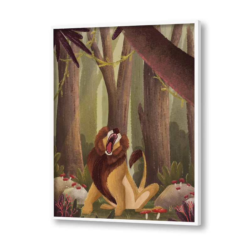 Roaring Lion Wall Art Canvas Print for Kids Room