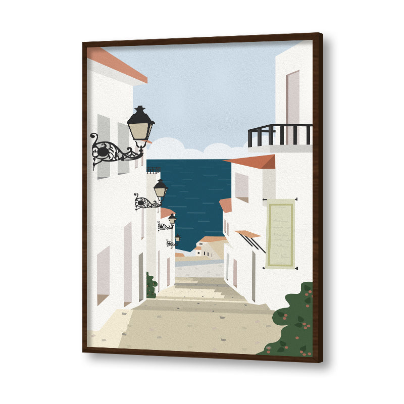 Santorini Pop Artwork | Canvas Painting for Wall | Wall Decor | Wall Painting for Kids Room, Cafe, Restaurant