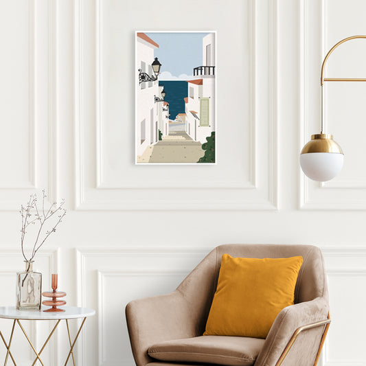 Santorini Pop Artwork | Canvas Painting for Wall | Wall Decor | Wall Painting for Kids Room, Cafe, Restaurant