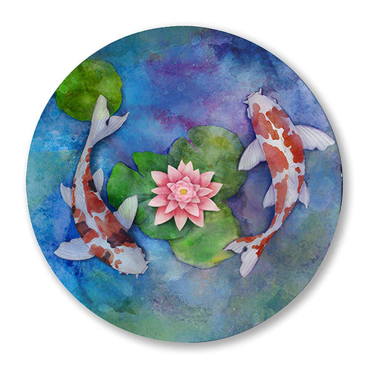 Koi Pond Watercolour Illustration Nature Artwork Canvas Wall Print