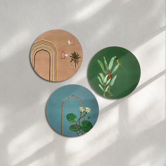 Grove Set of 3 Mixed Media Wall Art for Home Decor| Canvas Painting Artwork for Wall | Wall Decor | Wall Painting for Cafe, Restaurant, Living Room, Home Decor