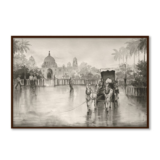 Monsoon Nostalgia 1 Black and White Wall Artwork | Vintage Canvas Painting for Wall | Wall Decor | Wall Painting for Living Room | Bedroom