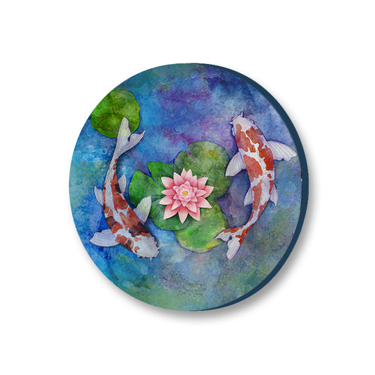 Koi Pond Watercolour Illustration Nature Artwork Canvas Wall Print