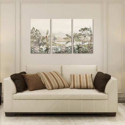 A New Dawn - Set of 3 Artwork | Nature Canvas Painting for Wall | Wall Decor | Wall Painting