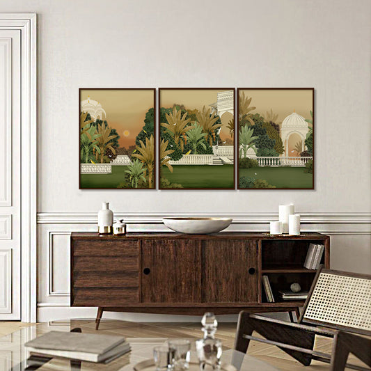 Bagicha - Set Of 3 Traditional Wall Artwork | Nature Canvas Painting for Wall | Wall Decor | Wall Painting