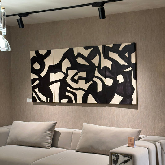 Noir Nexus Hand Painted Wall Art for Home Decor| Canvas Painting Artwork for Wall | Wall Decor | Wall Painting for Cafe, Restaurant, Living Room, Home Decor