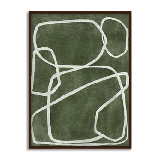Olive Flow — Abstract Line Art Print for Living Room