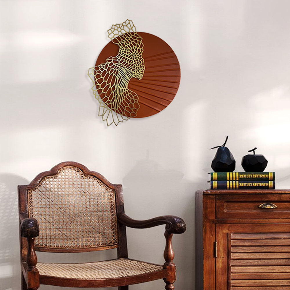 Golden Flux – Mixed Media Art with Metal Detailing