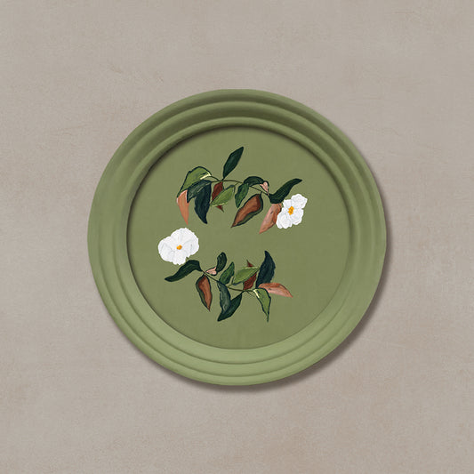 Ornate Botanicals 7 (Round) Mixed Media Wall Art for Home Decor| Canvas Painting Artwork for Wall | Wall Decor | Wall Painting for Cafe, Restaurant, Living Room, Home Decor