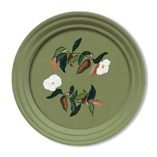 Ornate Botanicals 7 (Round) Mixed Media Wall Art for Home Decor| Canvas Painting Artwork for Wall | Wall Decor | Wall Painting for Cafe, Restaurant, Living Room, Home Decor