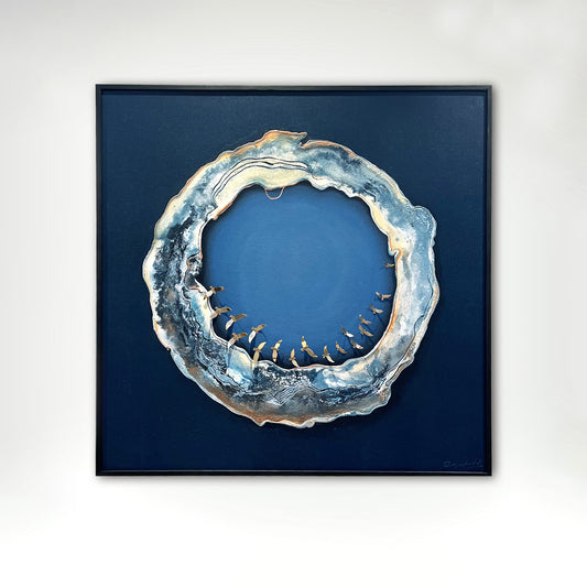 Breath of the Sea Blue Abstract Modern Painting | Hand Painted Wall Art for Home Decor| Canvas Painting Artwork for Wall | Wall Decor | Wall Painting for Cafe, Restaurant, Living Room, Home Decor