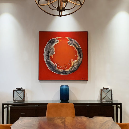 Breath of the Sea Red Abstract Modern Painting | Hand Painted Wall Art for Home Decor| Canvas Painting Artwork for Wall | Wall Decor | Wall Painting for Cafe, Restaurant, Living Room, Home Decor