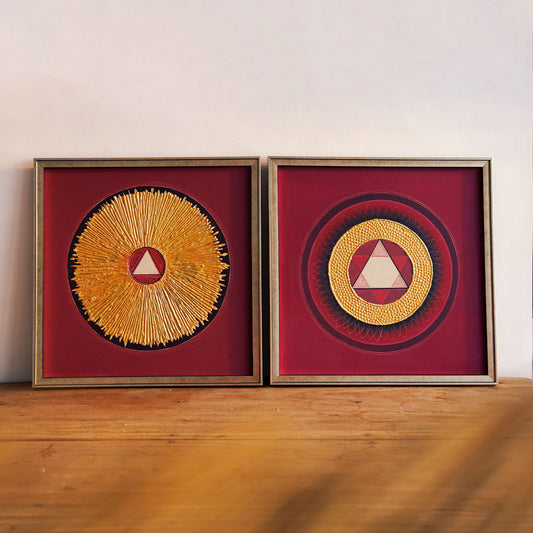 Prosperity Chakra (Set Of 2) Hand Painted Wall Art for Home Decor| Canvas Painting Artwork for Wall | Wall Decor | Wall Painting for Cafe, Restaurant, Living Room, Home Decor