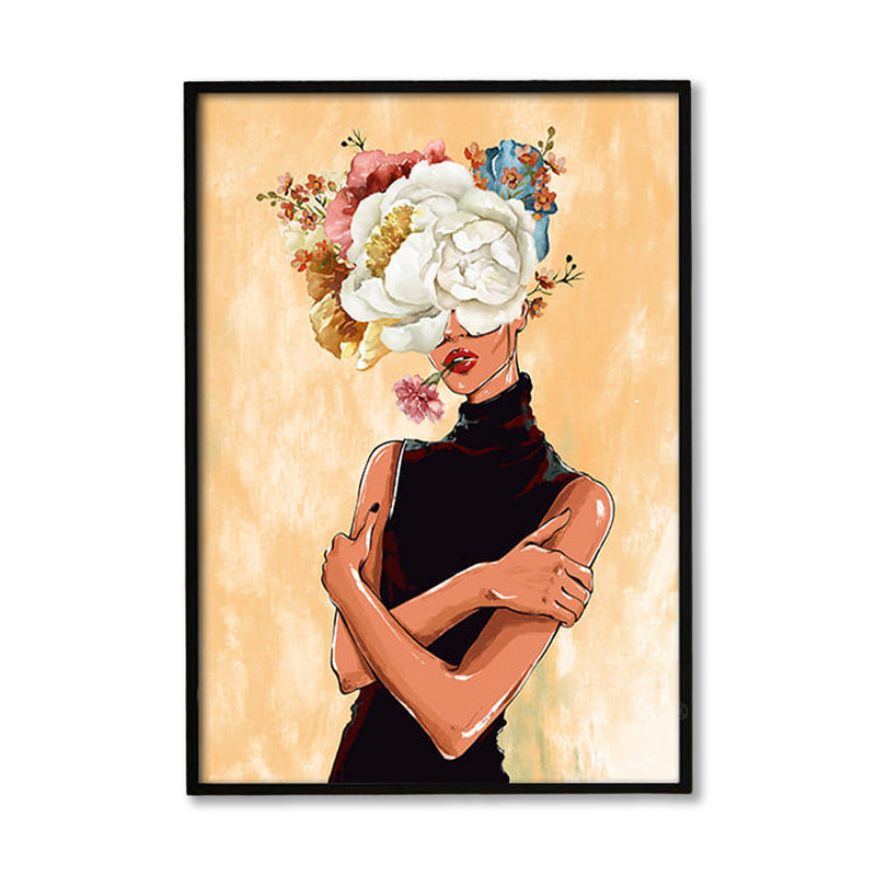 Poised Floral Girl Pop Artwork Canvas Print for Wall