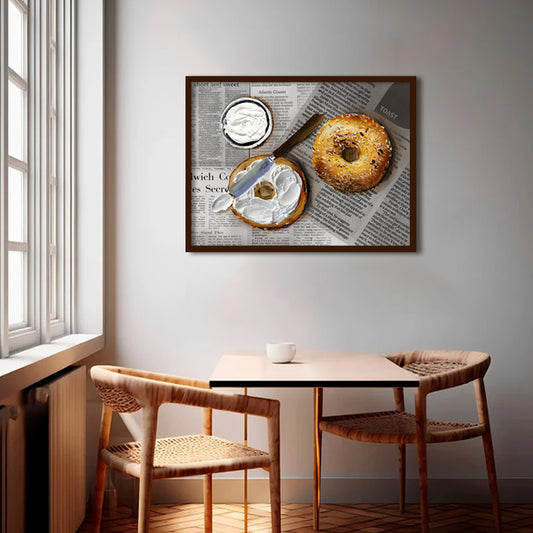 Grub Club - Bagel Vintage Wall Artwork | Pop Canvas Painting for Wall | Wall Decor | Wall Painting for Living Room | Bedroom