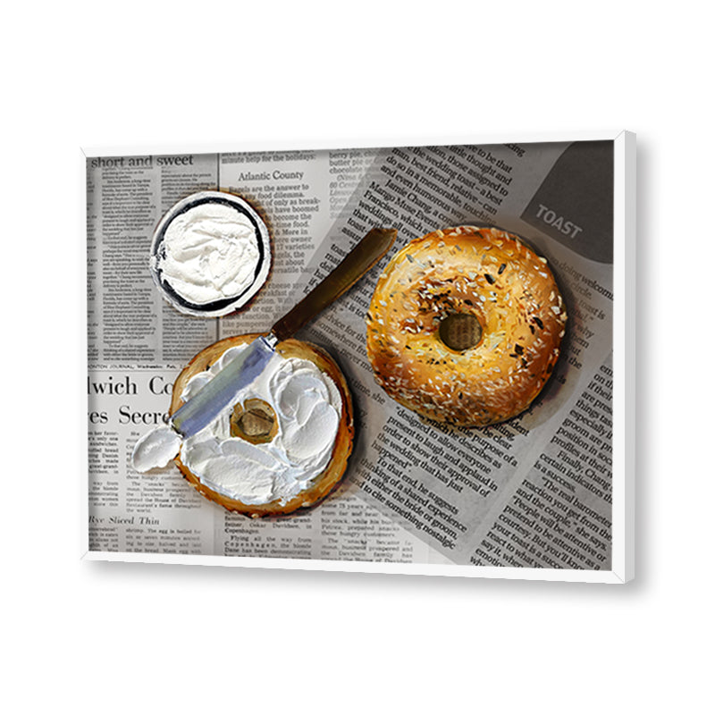 Grub Club - Bagel Vintage Wall Artwork | Pop Canvas Painting for Wall | Wall Decor | Wall Painting for Living Room | Bedroom