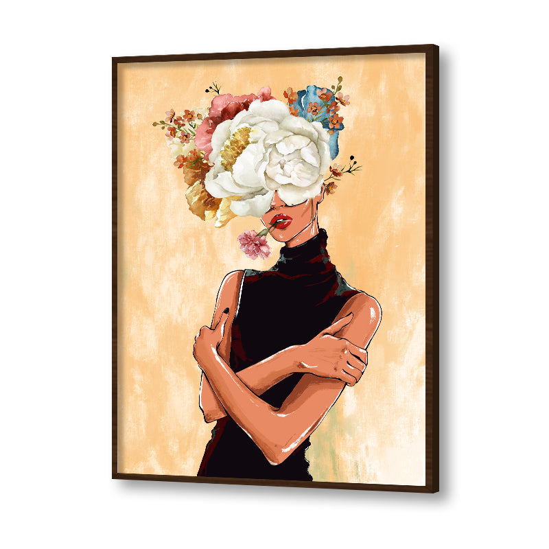 Poised Floral Girl Pop Artwork | Canvas Painting for Wall | Wall Decor | Wall Painting for Home Decor, Cafe, Restaurant