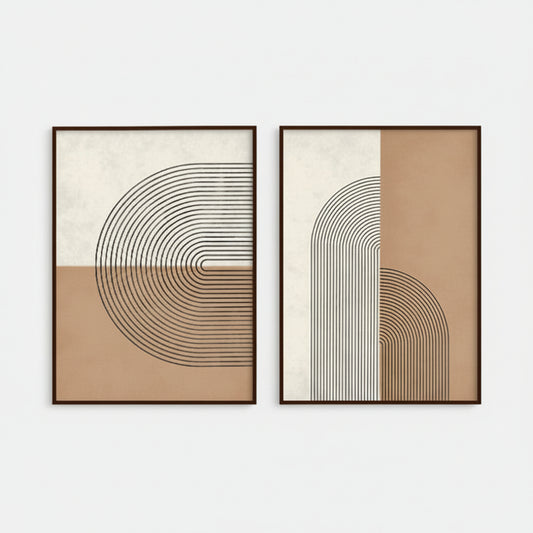 Geometric Synchronization: Patterns Unveiled (Set of 2) | Abstract Canvas Painting for Wall | Wall Decor | Wall Painting