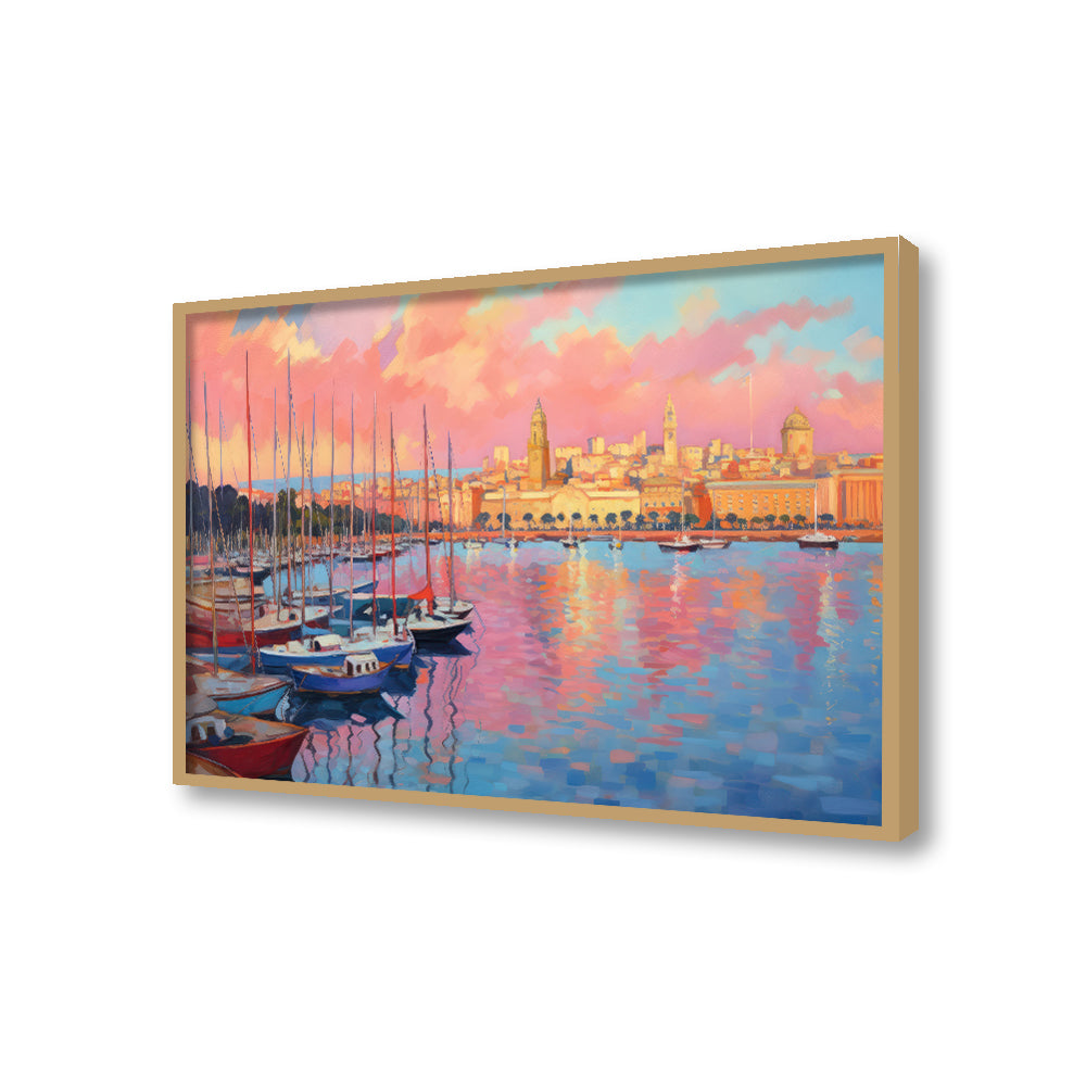 Sunset At The Pier Wall Artwork | Nature Canvas Painting for Wall | Wall Decor | Wall Painting