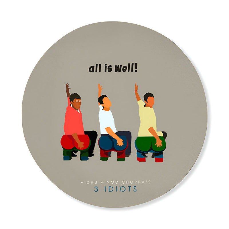 Three idiots (Round) Pop Artwork Canvas Print for Wall