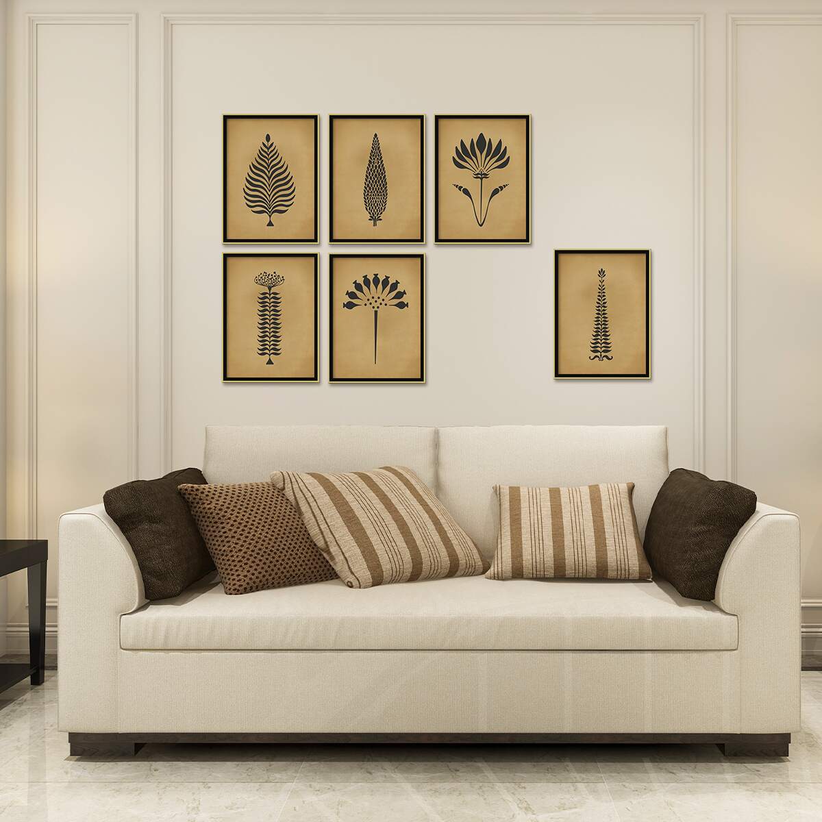 Ornate (Set of 6) Traditional Wall Artwork | Nature Canvas Painting for Wall | Wall Decor | Wall Painting