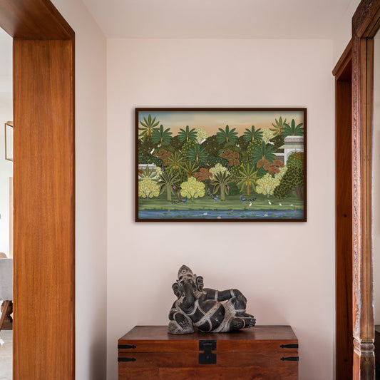 Pichwai Forest Traditional Wall Artwork | Nature Canvas Painting for Wall | Wall Decor | Wall Painting