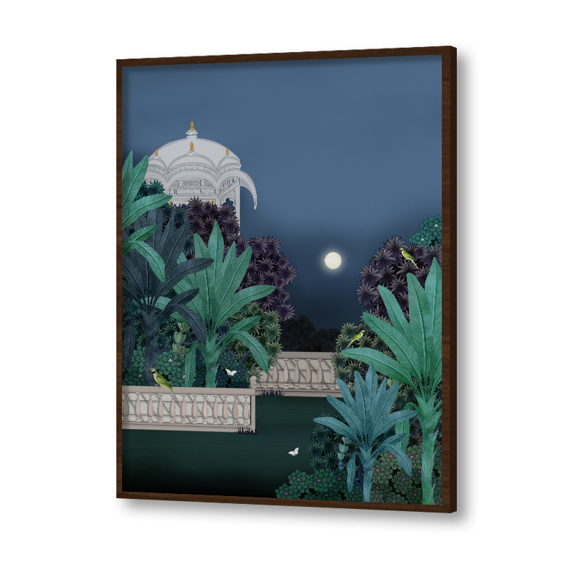 Pichwai Night Garden (Set of 2) Traditional Wall Artwork | Canvas Painting for Wall | Wall Decor | Wall Painting for Living Room | Bedroom
