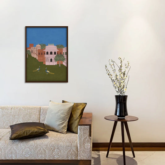 Pichwai Palace 3 Traditional Wall Artwork | Canvas Painting for Wall | Wall Decor | Wall Painting for Living Room | Bedroom